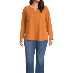 Terra & Sky Women's Plus Size Acid Wash Raglan Top Size 0X (14W)